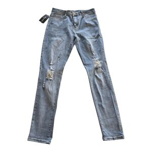 Hungson Jeans Mens 32x30 Blue Pockets Straight MidRise Light Wash Distressed New